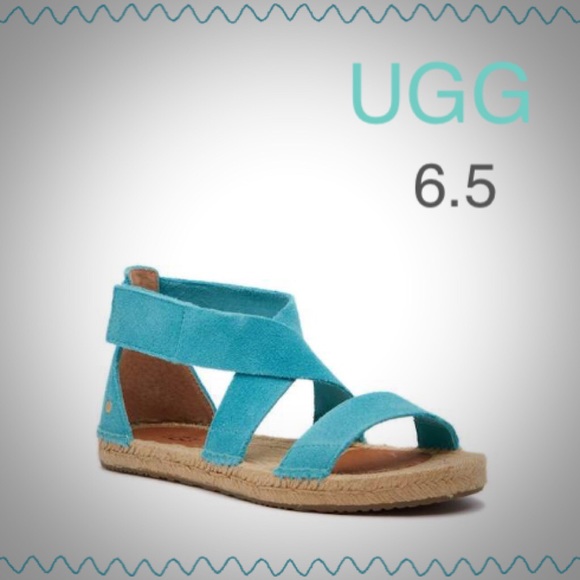⭐️UGG | Teal Suede Strappy Flat Sandal NEW - Picture 6 of 7